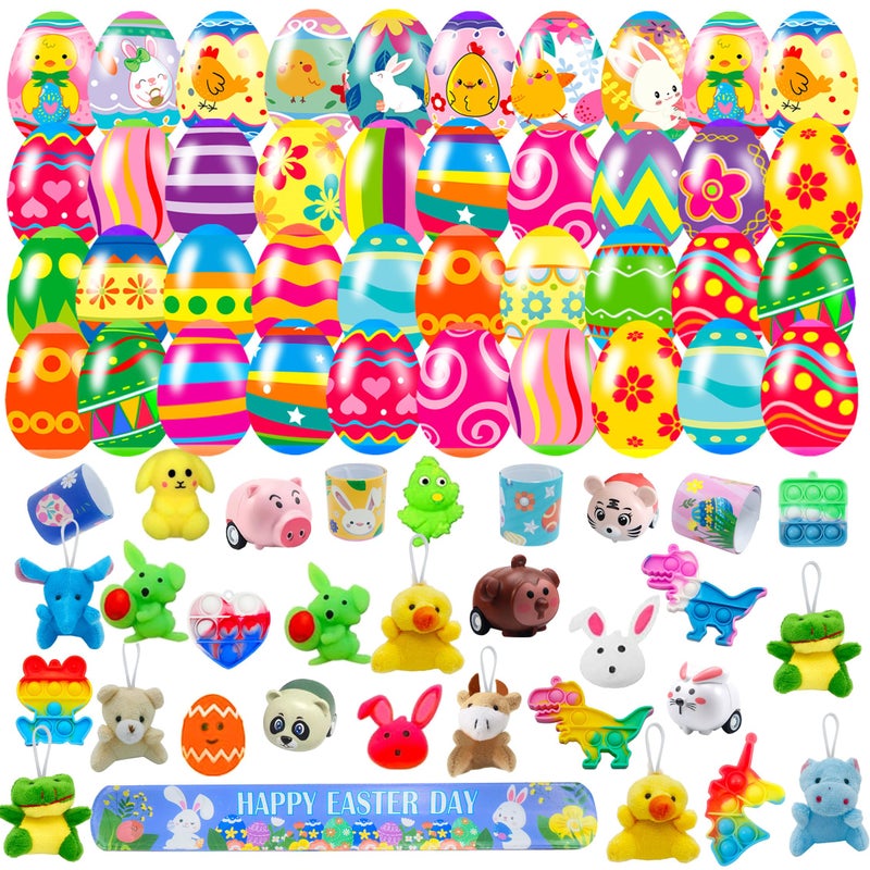 Cherislpy 32 Pack Prefilled Easter Eggs with Fidget Toys Bright Colorful Easter Eggs Prefilled with Variety Easter Stress Toys Great for Kids Toddler Easter Basket Stuffers Party Favors Gifts - Image 3