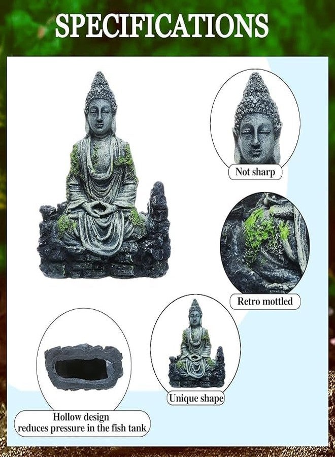 GIG BAZAAR-Aquarium Ancient Buddha Statue Decor Underwater Landscape for Fish Tank Decorations Ornaments Accessories (Grey & Green) - Image 3