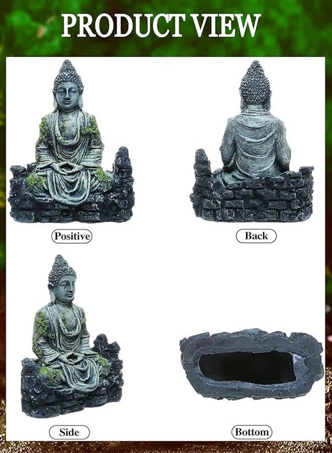 GIG BAZAAR-Aquarium Ancient Buddha Statue Decor Underwater Landscape for Fish Tank Decorations Ornaments Accessories (Grey & Green) - Image 5