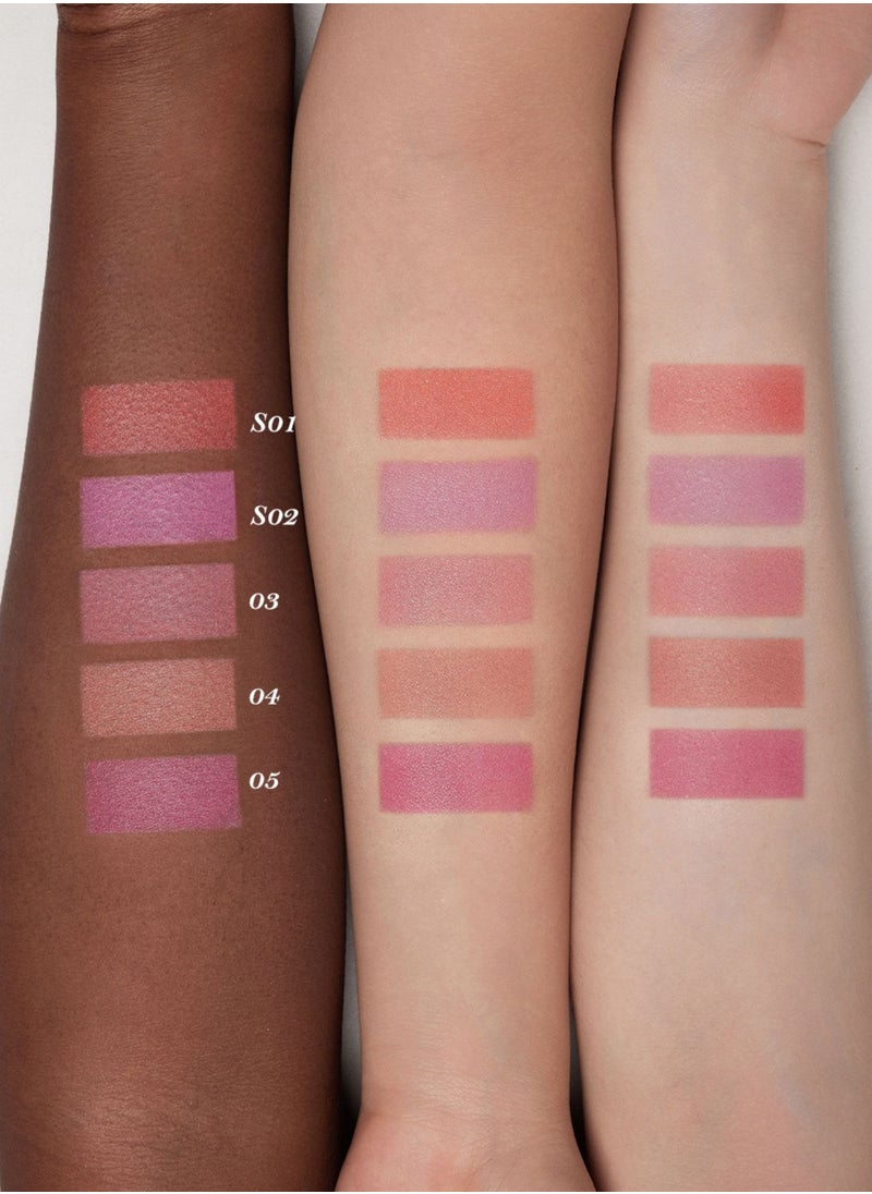 Flower Knows Shell's Jewel Silk Satin Blush – Long-Lasting Cheek & Highlight Duo with Vitamin E - 05 Strawberry Bubble  - Image 4