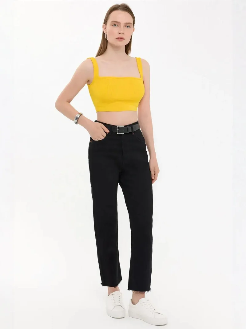 HICCUP Square-Neck Sleeveless Crop Top