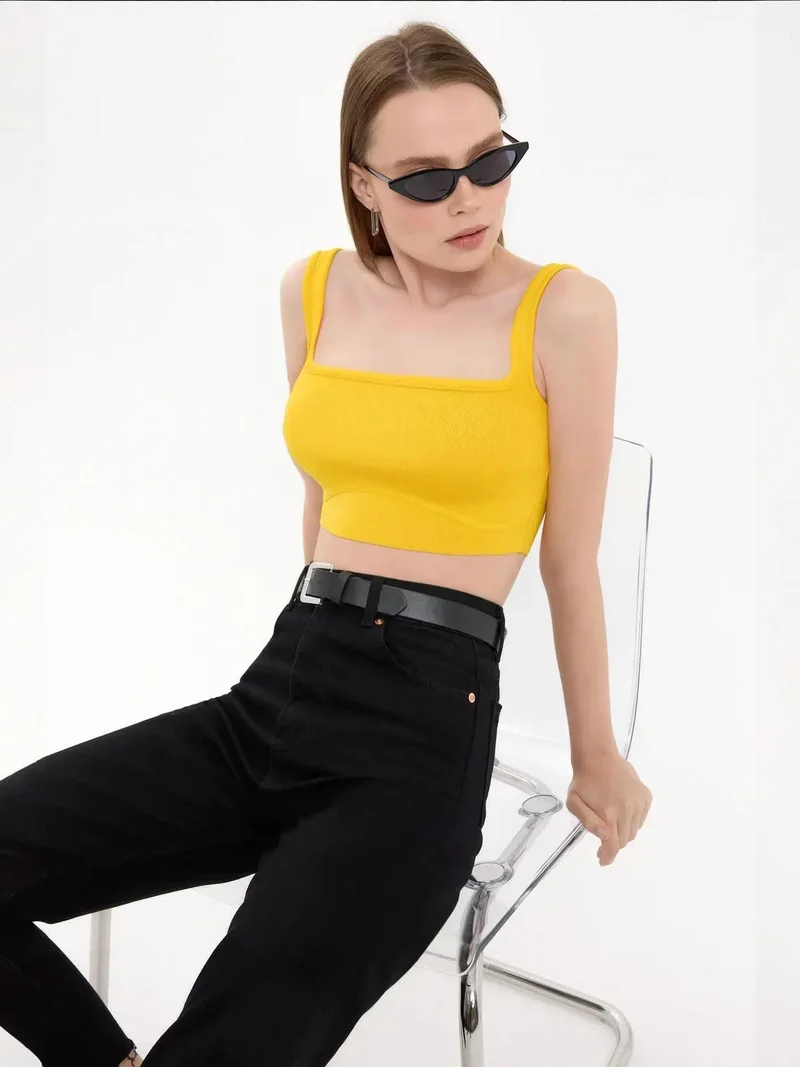 HICCUP Square-Neck Sleeveless Crop Top