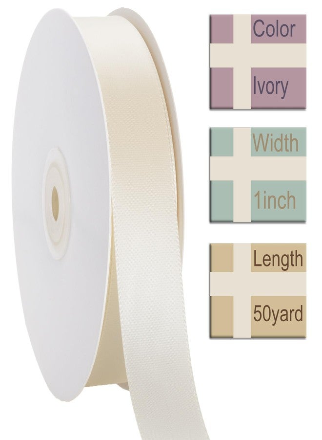 CUQIG 1 Inch Ivory Ribbon, 50 Yards Craft Polyester Satin Ribbon Perfect for Gift Wrapping, Handmade Roses, Wedding Party Decorations and DIY Crafts - Image 2