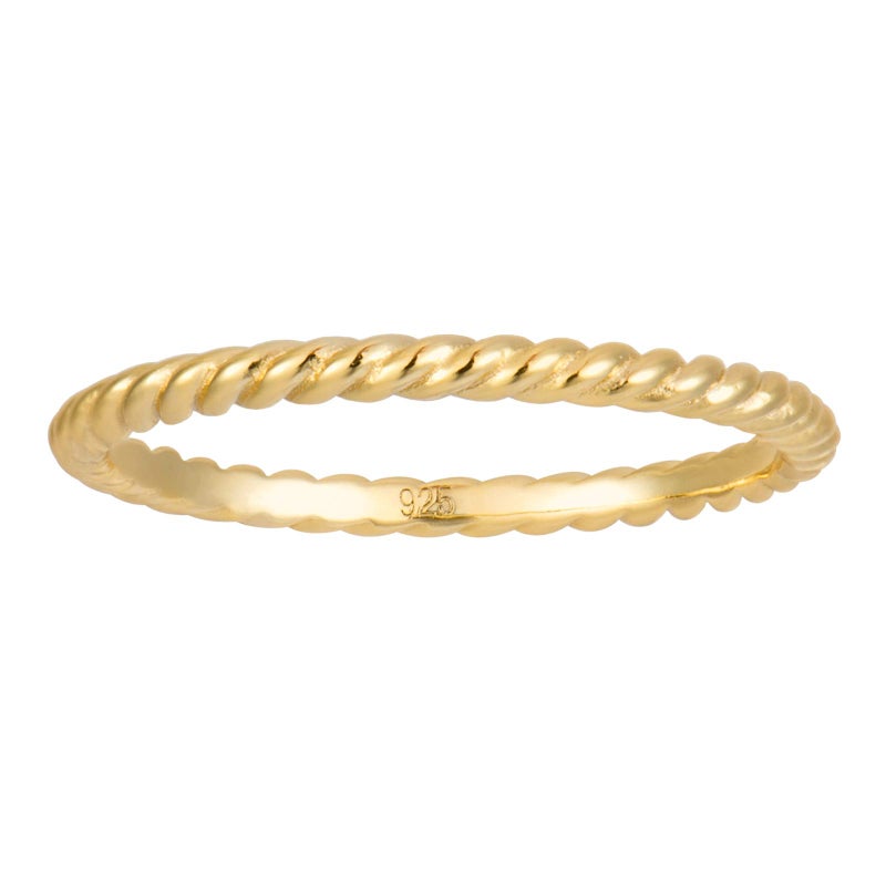 Lemon Grass Minimalist Twist Ring for Stacking | 1mm Gold Twisted Rope Wedding Band | Skinny Stack Ring for Women - Image 1