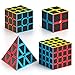 Vdealen Speed Cube Set Puzzle Cube Bundle of 2x2x2 3x3x3 4x4x4 Pyramid Magic Cube Set Birthday Party Christmas Stocking Stuffers Gift for Kids Teens AdultsCarbon Fiber Sticker - Image 2