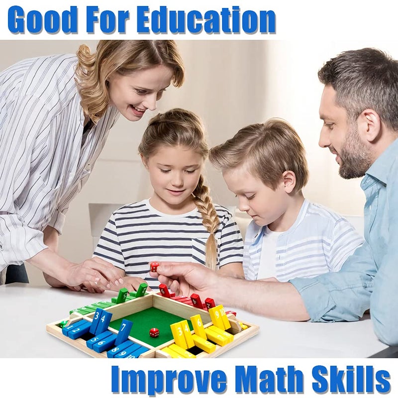 Nicecho Shut The Box Game, 12 Inches Family Wooden Board Table Math Dice Games for Adults and Kids, 2-4 Player Classics Tabletop Version Games for Classroom,Home,Party or Pub - Image 5