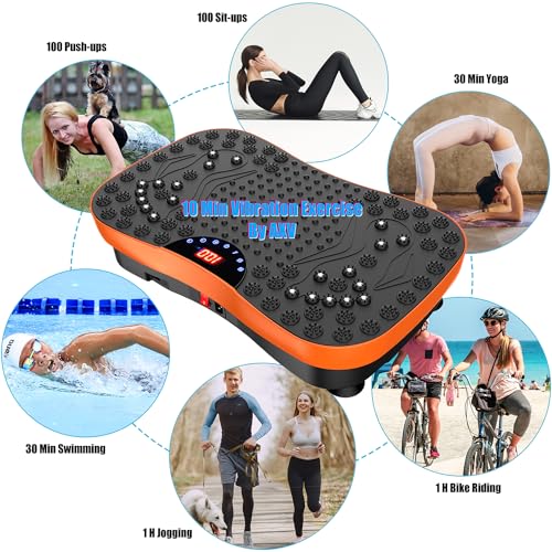 AXV Vibration Plate Fitness Platform Exercise Machine Vibrating Shaking Workout Full Body Shaker Vibrate Stand Shake Board Sport Gym Pad for Weight Loss Fat Burner for Women Men - Image 2