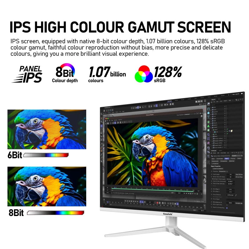 Gawfolk شاشة كمبيوتر Gawfolk 28 بوصة UHD 4K، شاشة IPS Ultra HD (3840×2560 بكسل)، 3:2، 1.07 مليار لون، 128% sRGB، مكبرات صوت مدمجة، زاوية عرض واسعة 178°، DisplayPort، HDMI، أبيض - Image 3