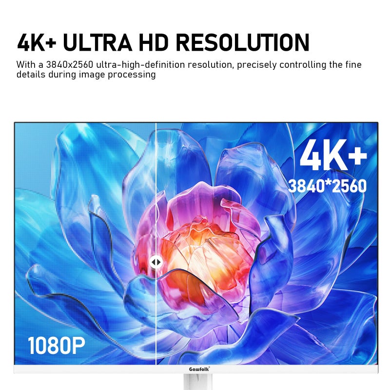 Gawfolk شاشة كمبيوتر Gawfolk 28 بوصة UHD 4K، شاشة IPS Ultra HD (3840×2560 بكسل)، 3:2، 1.07 مليار لون، 128% sRGB، مكبرات صوت مدمجة، زاوية عرض واسعة 178°، DisplayPort، HDMI، أبيض - Image 2