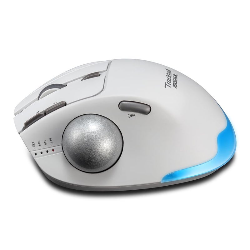 zelotes Wireless Trackball Mouse,Bluetooth Mouse,Rechargeable,4800 DPI, 2-in-1(BT 5.0/3.0+2.4GHz USB Receiver), 8 Buttons,Ergonomic Design,LED Lighting,for Laptop, PC, Pad,White - Image 3