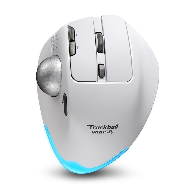 zelotes Wireless Trackball Mouse,Bluetooth Mouse,Rechargeable,4800 DPI, 2-in-1(BT 5.0/3.0+2.4GHz USB Receiver), 8 Buttons,Ergonomic Design,LED Lighting,for Laptop, PC, Pad,White - Image 1