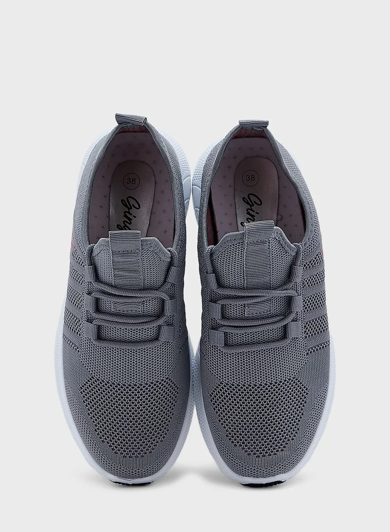 Ginger Textured Tonal Stripe Knit Comfort Sneaker