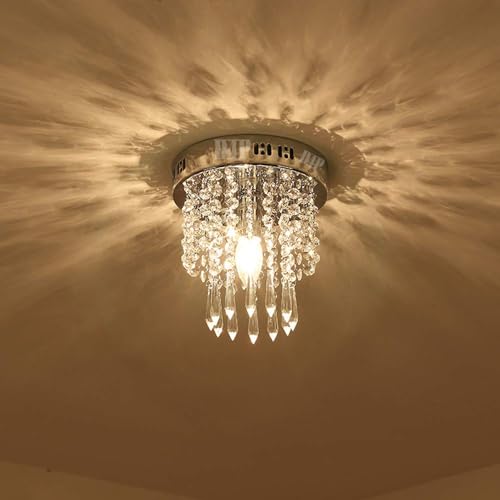 GANE-SHLIGHTS GL K9 Crystal Chandelier for Living Room Modern Ceiling Light Led Jhummer for Hall Hotel Resort Shop Temples, Office, Resort B19 (Warmwhite)(Size: W 23cm,H 25cm)(Small) - Image 1