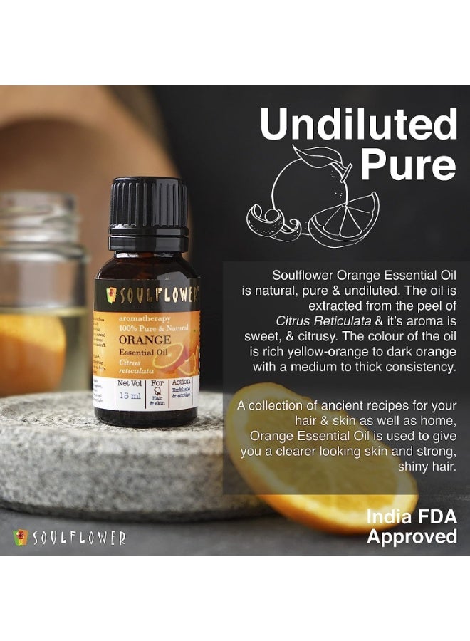 Soulflower Orange Essential Oil | Hydrates Dry Skin, Acne Prone Skin, Hair Nourishment |100% Organic, Pure, Natural & Undiluted, 15ml - Image 3