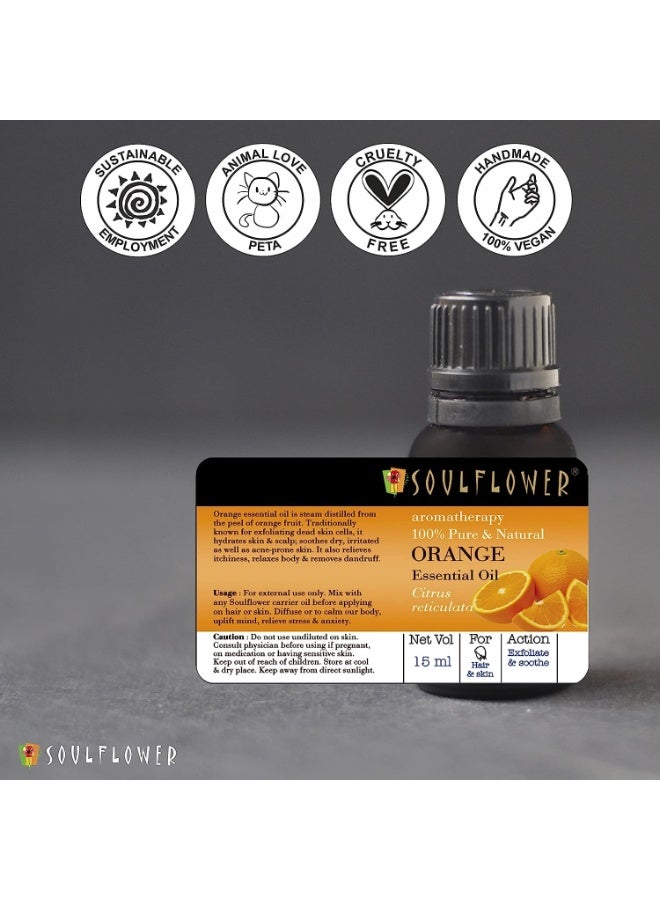 Soulflower Orange Essential Oil | Hydrates Dry Skin, Acne Prone Skin, Hair Nourishment |100% Organic, Pure, Natural & Undiluted, 15ml - Image 4