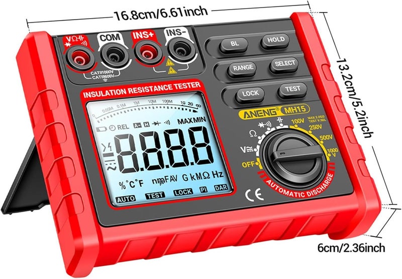اختبار مقاومة العزل الرقمي مع شاشة LCD لقياس الجهد والتيار المستمر - Image 3