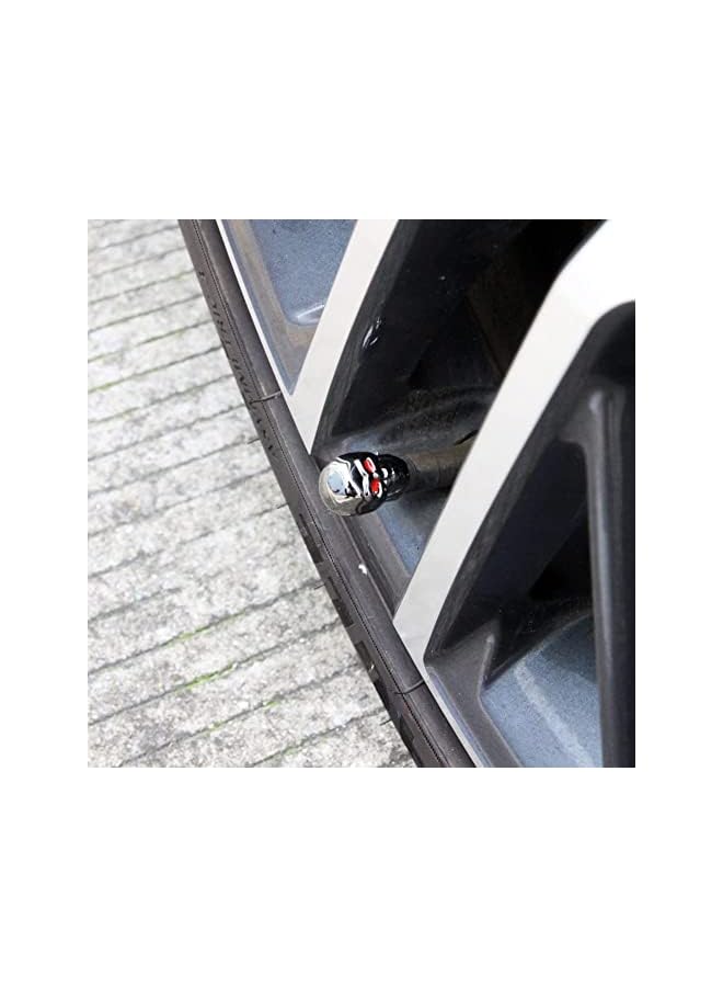 Grey Skull Valve Stem Caps Funny, 4 Pack Air Caps Cover, Universal Truck Motorcycle Bike Car Tires Valve Stem Caps (Gun Grey) (Gray)