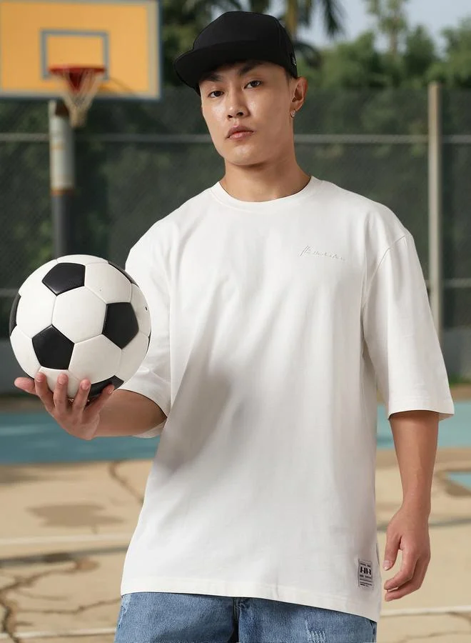 هوبرهولمي تيشيرت أوفيرسايز قطن أبيض رجالي