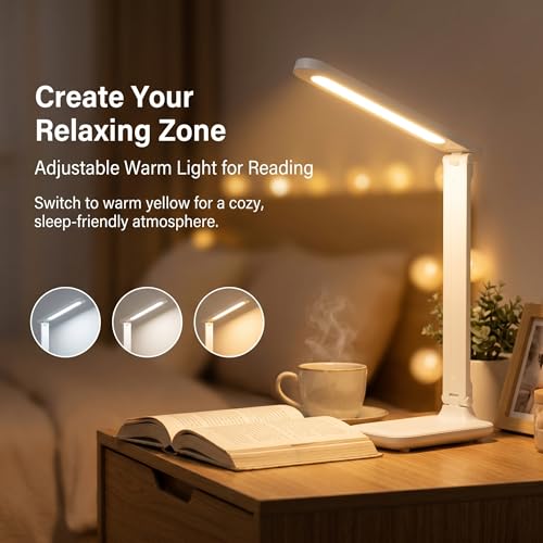 R RUCKERCO Led Desk Lamp Dimmable Desk Light Reading Lamp 3 Lighting Modes, Eye Protection Accessories, Study Desk Lamp Equipped USB Charger Suitable for Home Office is for Gift Giving - Image 4