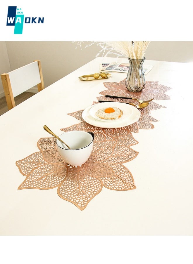 WAOKN Nordic Creative Rules Floral Cut-Out Table Runner (30x90CM) Simulation Bauhinia Washable Placemats, Non Slip PVC Table Runners Holidays Parties Decor  - Image 3