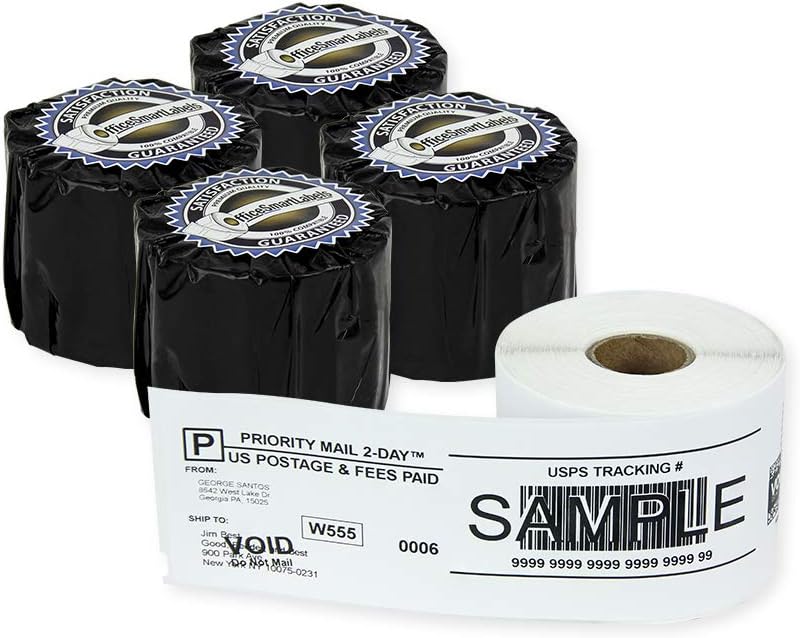 OfficeSmartLabels 2-5/16 x 7-1/2 inch Self-Adhesive1-Part Internet Postage Labels, Compatible with 99019 Labels (4 Rolls, 150 Per Roll, White) - Image 1