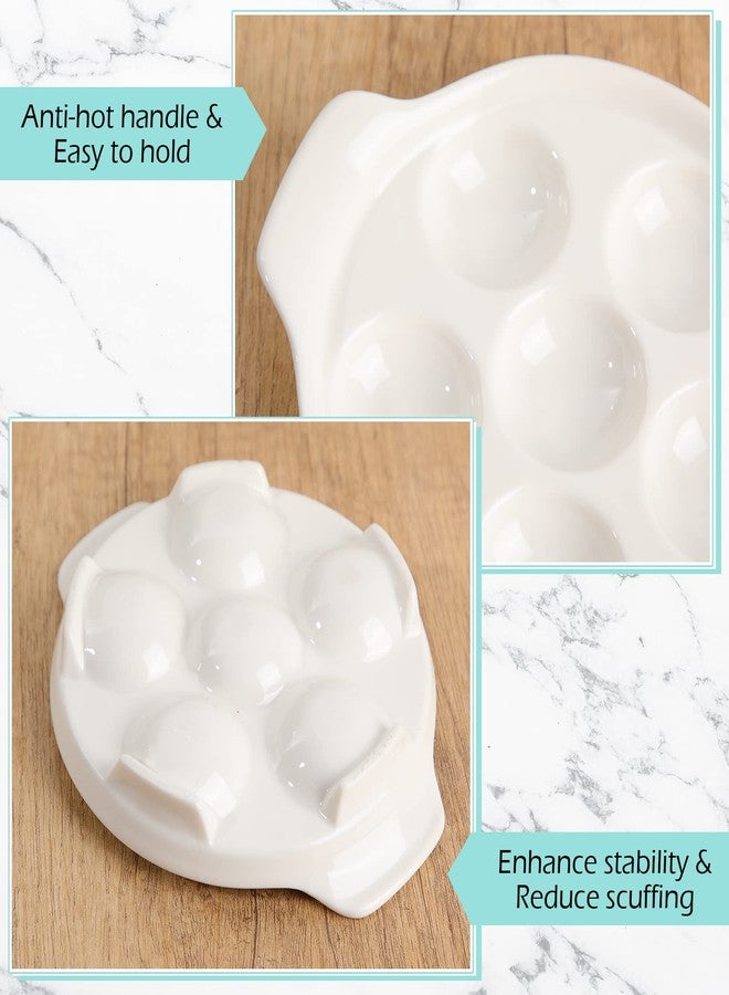 Xinnun 8 Pieces Ceramic Escargot Plates Bulk White Escargot Baking Dish with 6 Holes Footed Porcelain Snail Plate Oven Safe Ceramics for Mushroom Seafood Home Restaurant Hotel Kitchen - Image 3