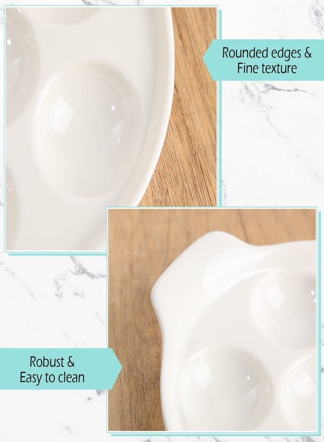 Xinnun 8 Pieces Ceramic Escargot Plates Bulk White Escargot Baking Dish with 6 Holes Footed Porcelain Snail Plate Oven Safe Ceramics for Mushroom Seafood Home Restaurant Hotel Kitchen - Image 4