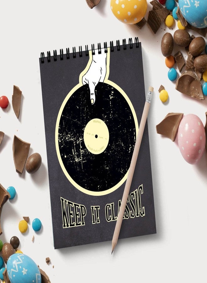 VPRINT QUALITY Vprint music old Cd Spiral Wiro Unruled Blank Pages Notebook Diary Journal Drawing Book - Black Paper A4 (Size 8x11) - Image 3