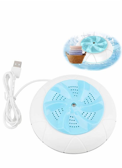 Portable Washing Machine, Ultrasonic Turbine Machine 1 kg Laundry Quantity Mini Rotating Washer with USB Cable for Home, Travel, Business Trip, Apartment, Dorm, Blue