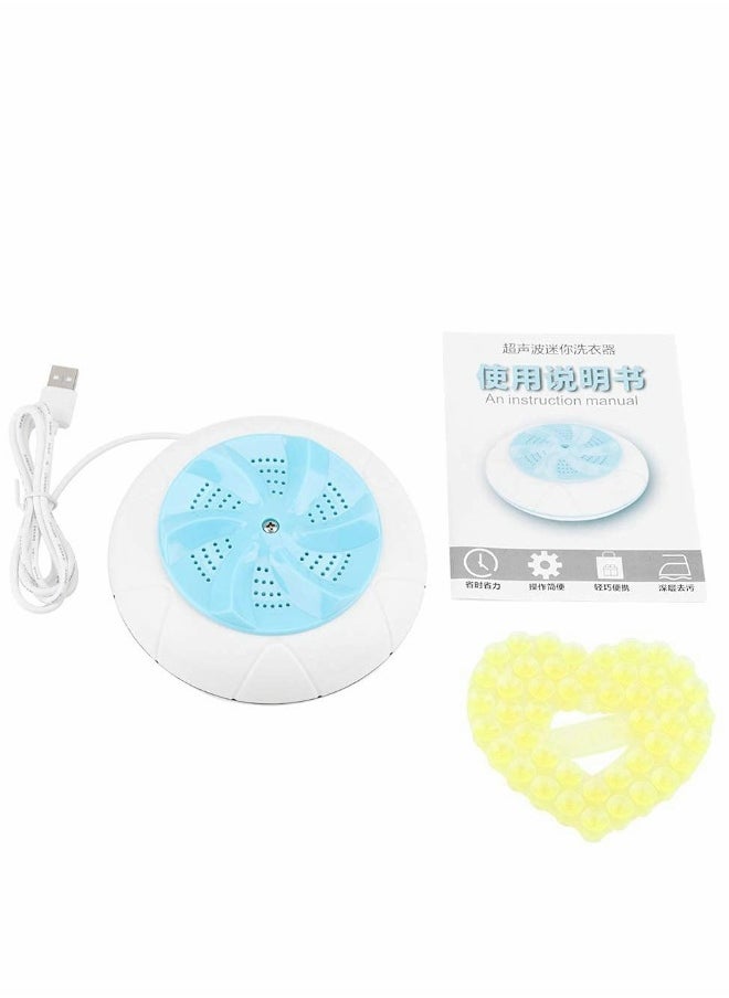 Generic - Portable Washing Machine, Ultrasonic Turbine Machine 1 kg Laundry Quantity Mini Rotating Washer with USB Cable for Home, Travel, Business Trip, Apartment, Dorm, Blue - Image 1