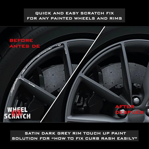 Wheel Scratch Fix Gray Rim Touch Up Paint Kit, Car Wheel Scratch Repair Kit, Wheel Touch Up Paint Pen, curb rim repair kit, curb rash repair Kit, Universal Rim Alloy Wheel Paint Dark Gray (Satin Dark Gray) - Image 2