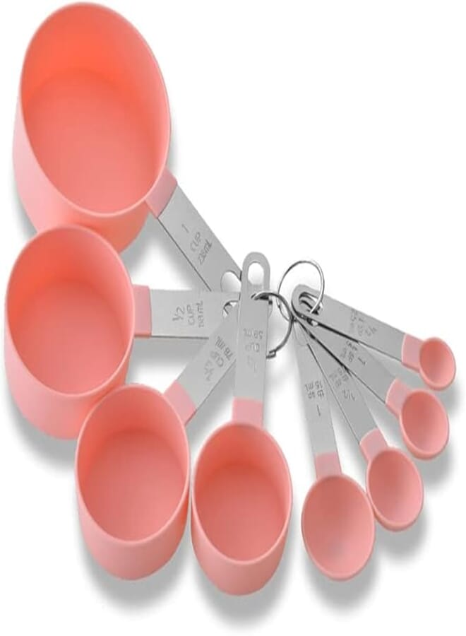 MobFest® Food Grade 8 Pcs Stainless Steel Handle Baking Cake Coffee Measuring Cups and Spoons Kitchen Tool Set, Dishwasher Safe