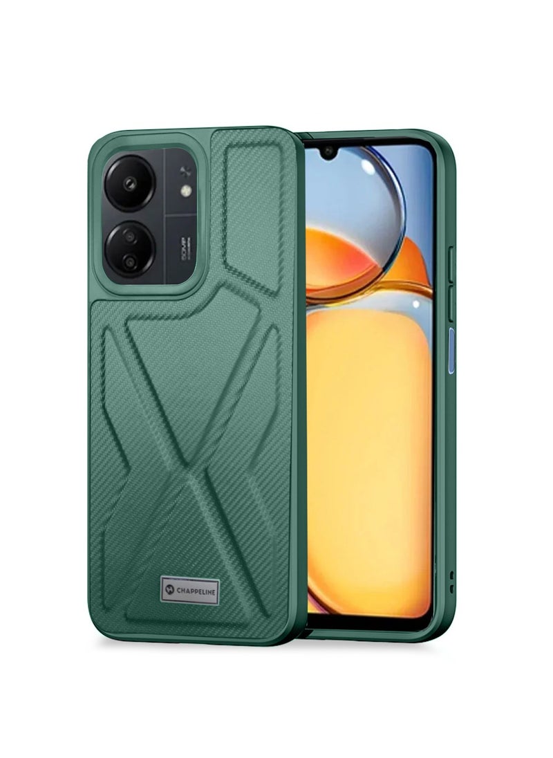 CHAPPELINE - Soft Silicone Fabric Texture Case Cover For Xiaomi Redmi 13C 4G 2023 Dark Green - Image 1