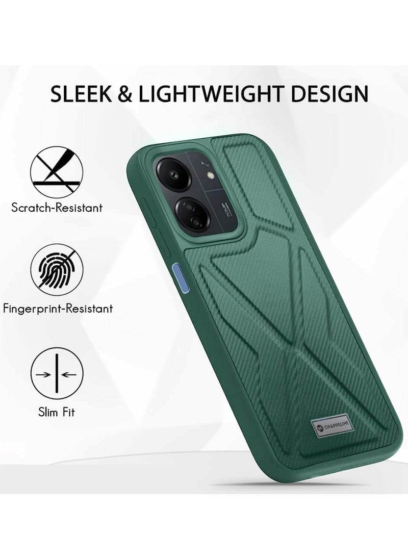 CHAPPELINE - Soft Silicone Fabric Texture Case Cover For Xiaomi Redmi 13C 4G 2023 Dark Green - Image 1