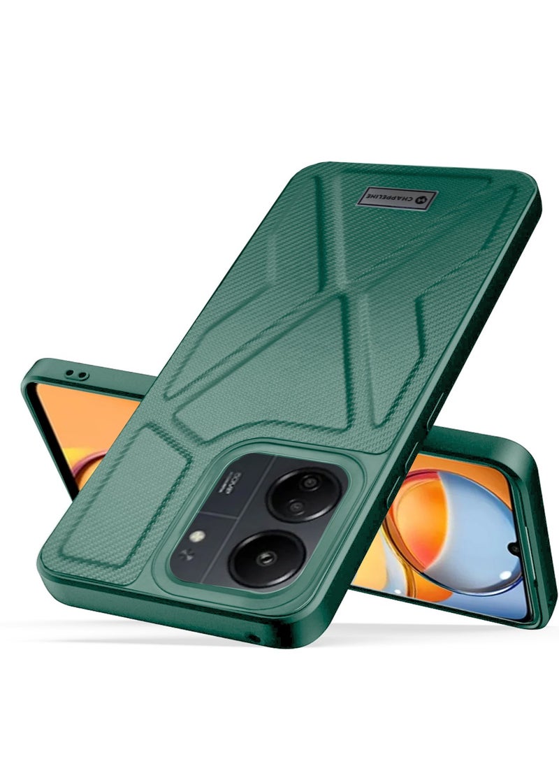 CHAPPELINE - Soft Silicone Fabric Texture Case Cover For Xiaomi Redmi 13C 4G 2023 Dark Green - Image 1