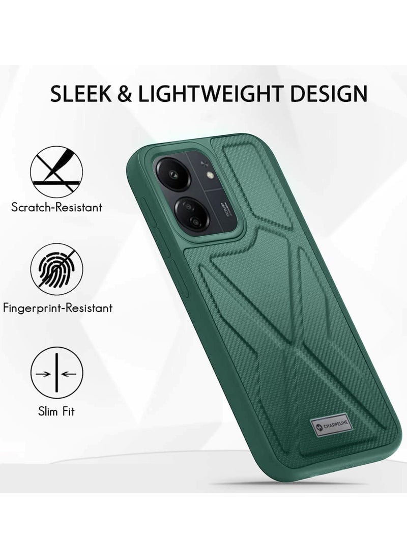 CHAPPELINE - Soft Silicone Fabric Texture Case Cover For Xiaomi Redmi 13C 4G 2023 Dark Green - Image 1