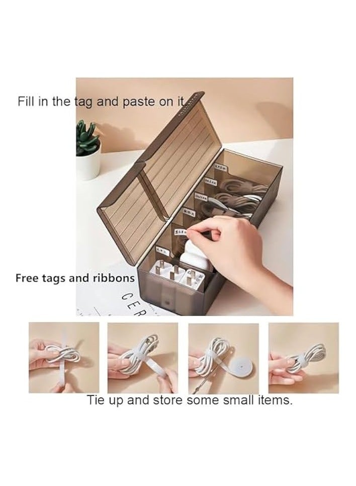 erorex Cable Management Box, 7 Compartments Data Cable Organizer Box, High Utility Advanced Cable Management Box, Storage Box USB Cord Sorter for Living Room, Bedside, Home, Office Desk - Image 2