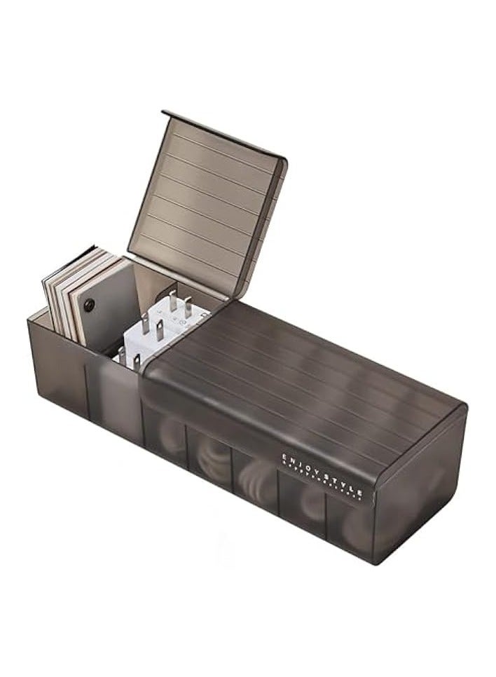 erorex Cable Management Box, 7 Compartments Data Cable Organizer Box, High Utility Advanced Cable Management Box, Storage Box USB Cord Sorter for Living Room, Bedside, Home, Office Desk - Image 1