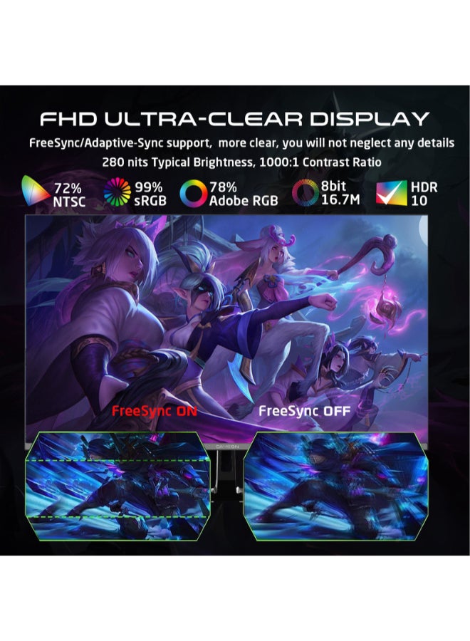 GAMEON 24 inches FHD, 200Hz, 0.5 ms, HDMI 2.1 Gaming Monitor, Adaptive Sync And G-Sync Compatible Fast IPS Slim Bezel GOPS24200IPS Black - Image 3