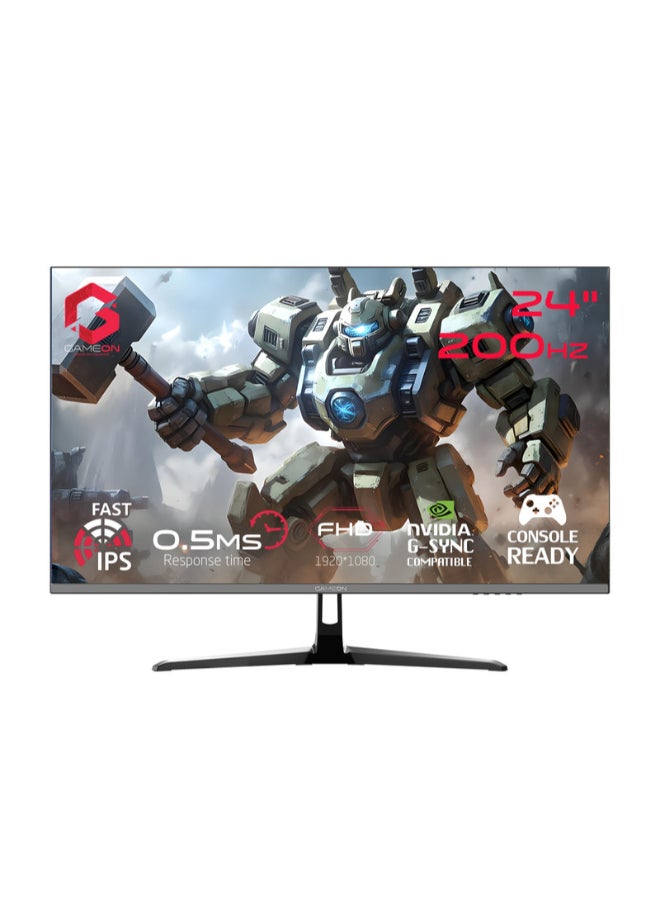 GAMEON 24 inches FHD, 200Hz, 0.5 ms, HDMI 2.1 Gaming Monitor, Adaptive Sync And G-Sync Compatible Fast IPS Slim Bezel GOPS24200IPS Black - Image 1