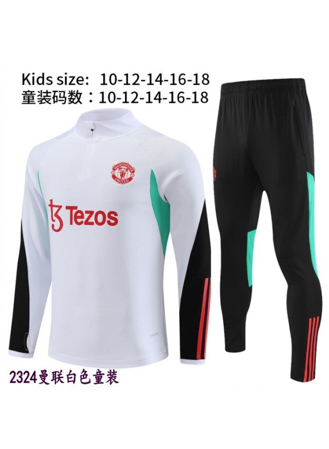 Real Madrid 2324 Football Uniform Children's Training Uniform Long Sleeve Suit Half Zipper Miami Team Uniform Jersey Sports Trousers