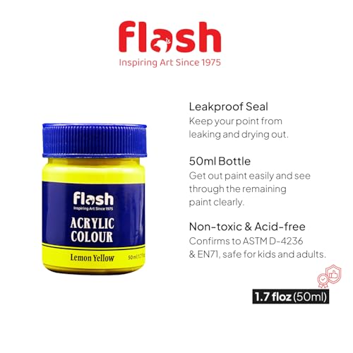 Flash New Improved Acrylic Colour Set For Adults Kids Professionals-High Pigment Strength Eco Friendly Non Fading Non Toxic Multi Surface Acrylic Paint (50 ml each, 25 Colours) - Image 5