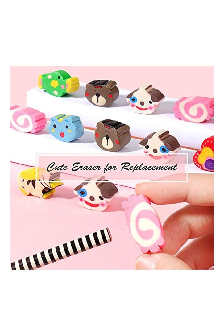 قلم رصاص لطيف للأطفال ، قلم رصاص متعة مع ممحات Toppers ، قلم رصاص Woodcased # 2 للفصول الدراسية المدرسية (20 حزمة) - Image 5