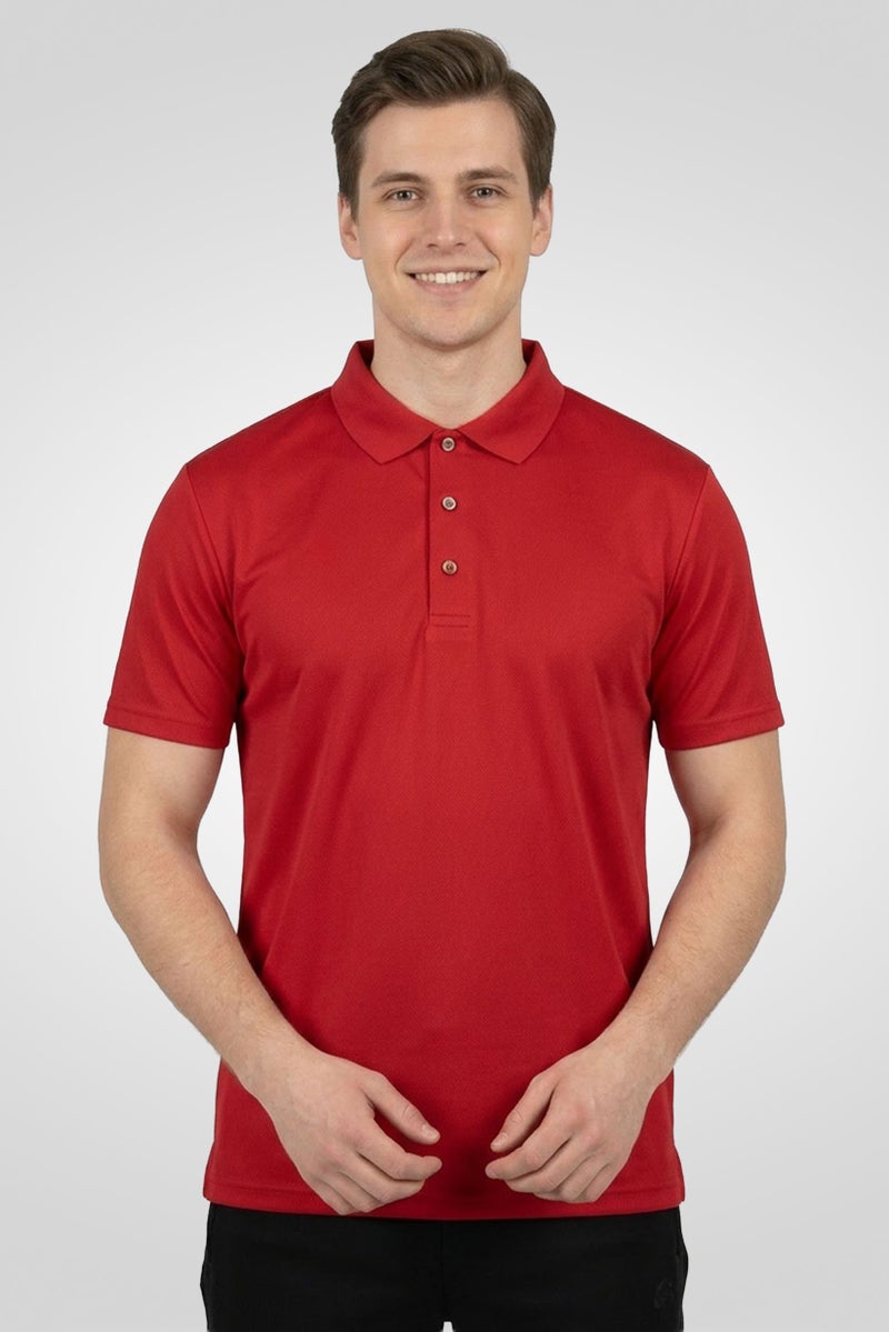 Ping Men Sportswear Fit Short Sleeve Outdoor Polo Shirt, Red - Image 1