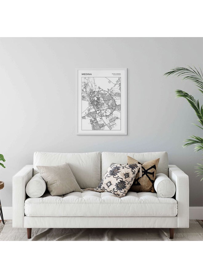 آرت دیکور  ديكور فني مؤطر صورة فنية جميلة طباعة خريطة المدينة المنورة ملصق حضري حديث المملكة العربية السعودية هدية السفر ديكور الحائط غرفة المعيشة وغرفة النوم والمكتب - Image 2