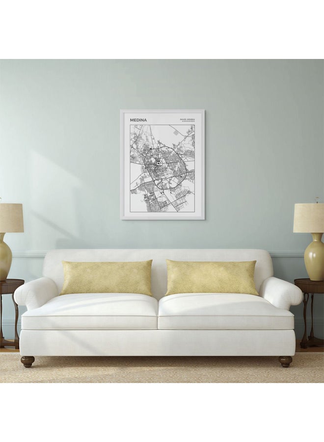 آرت دیکور  ديكور فني مؤطر صورة فنية جميلة طباعة خريطة المدينة المنورة ملصق حضري حديث المملكة العربية السعودية هدية السفر ديكور الحائط غرفة المعيشة وغرفة النوم والمكتب - Image 3