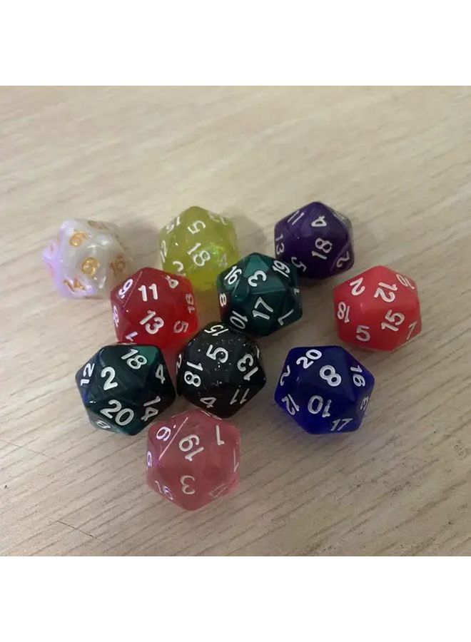 مجموعة نرد رقمي 20 وجهًا من 10 ألوان عشوائية أكريليك متين لألعاب الطاولة الرياضية - Image 1