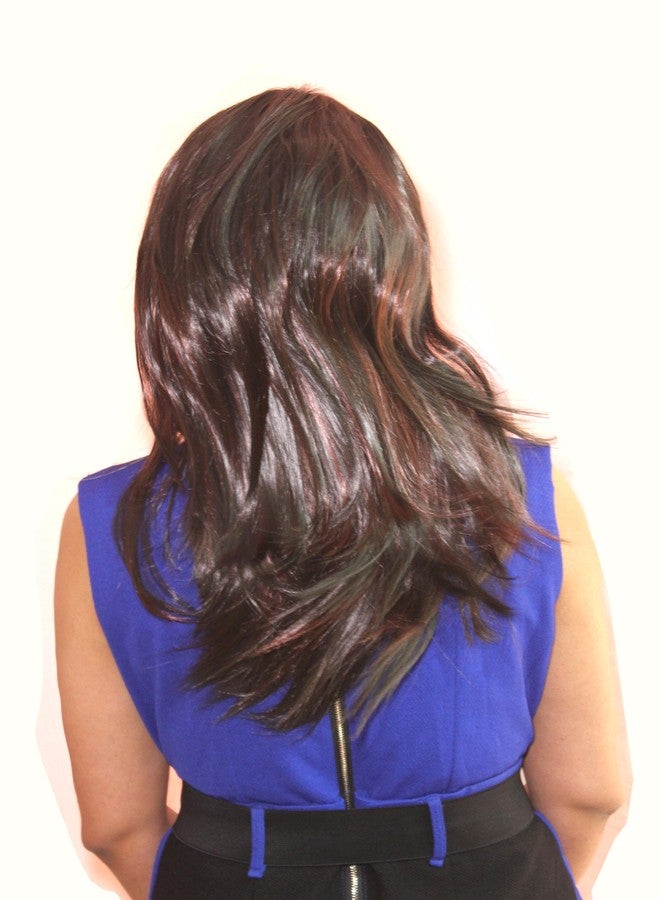 Ritzkart Korean Fiber Synthetic Wig Black/maroon Mix Wavyheavy Meduim 9150 33, black brown, - Image 4