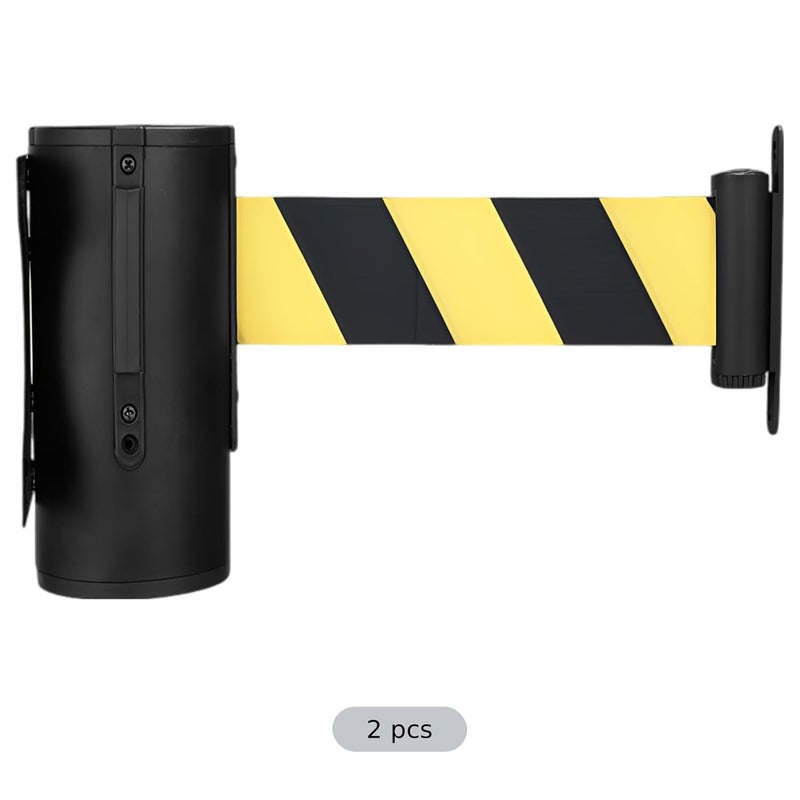 2 Pcs Retractable Barrier: Wall Mount, 6.6 Ft/2 M Black & Yellow Belts, Crowd Control for Retail, Banks, Hotels, Easy Installation - Image 4
