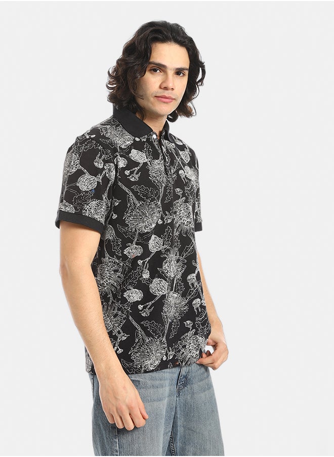 Red Circle Self Pattern Regular Fit Polo Shirt  - Image 2